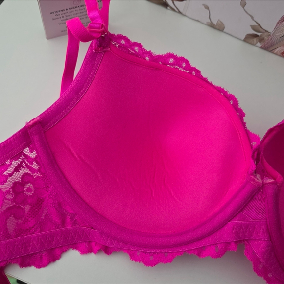 Smart & Sexy Lace Push Up Bra Hot Pink Fuchsia 34C Underwire Molded Cups NEW - Picture 14 of 14